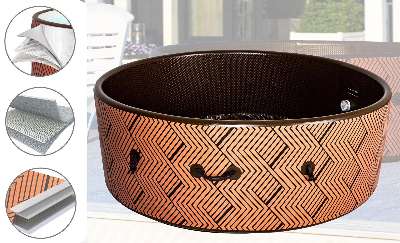 sukurinevonialoftrudacce6fb0fc52e58342accfc4f7987598freference belsilt Sūkurinė vonia Loft ruda pripučiamas SPA su 120 burbulų