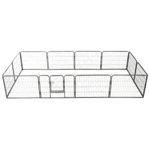 Šunų aptvaras 12 dalių, plienas, 80x60cm, juodas – patvarus