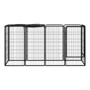 Šunų aptvaras vidaXL, 10 segmentų, juodas, 50 x 100 cm, plienas