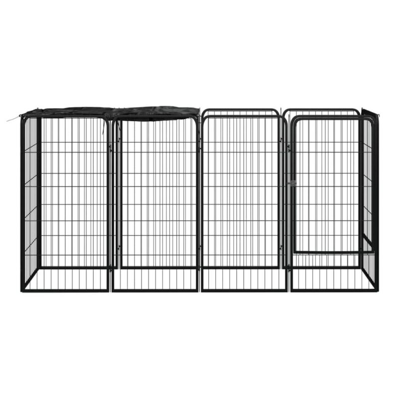Šunų aptvaras vidaXL, 10 segmentų, juodas, 50 x 100 cm, plienas