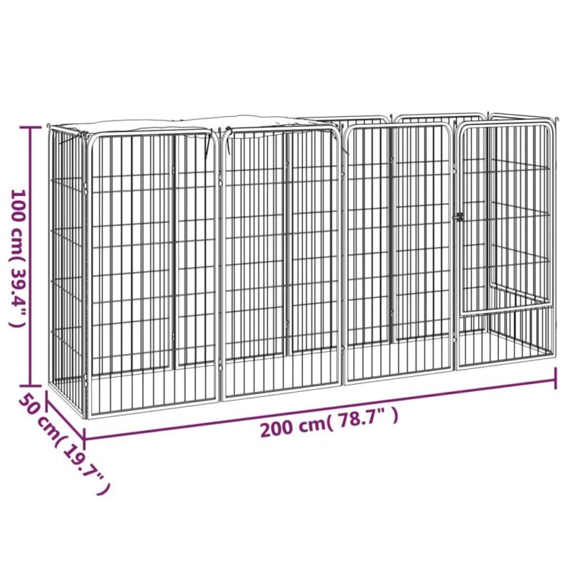 Šunų aptvaras vidaXL, 10 segmentų, juodas, 50 x 100 cm, plienas - Image 4