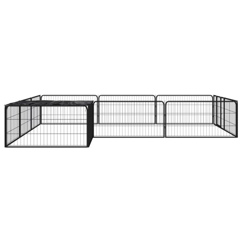 Šunų aptvaras vidaXL, 12 segmentų, juodas, 100 x 50 cm, plienas - Image 2