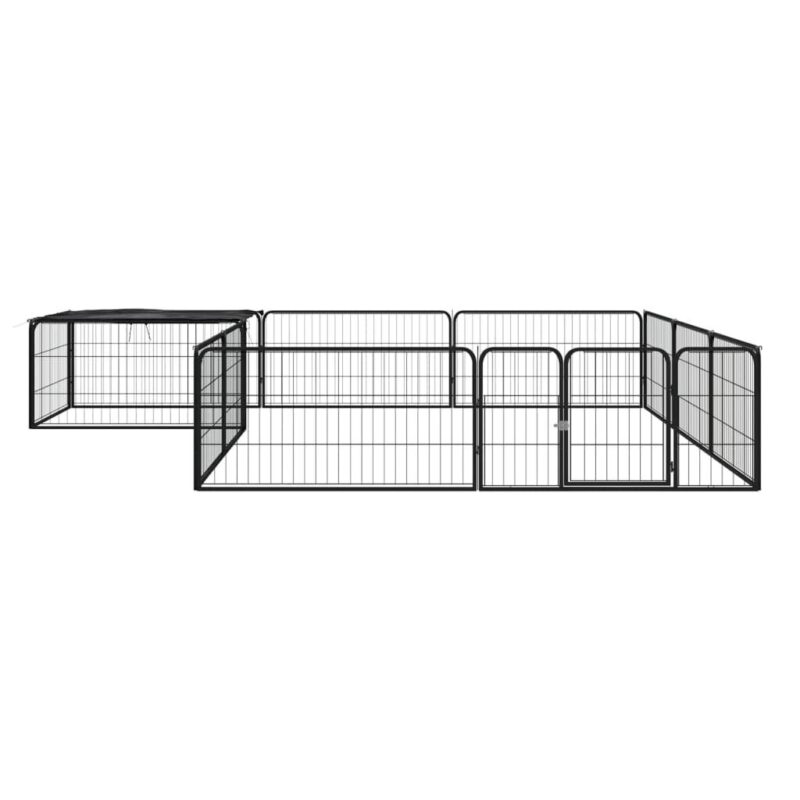 Šunų aptvaras vidaXL, 12 segmentų, juodas, 100 x 50 cm, plienas