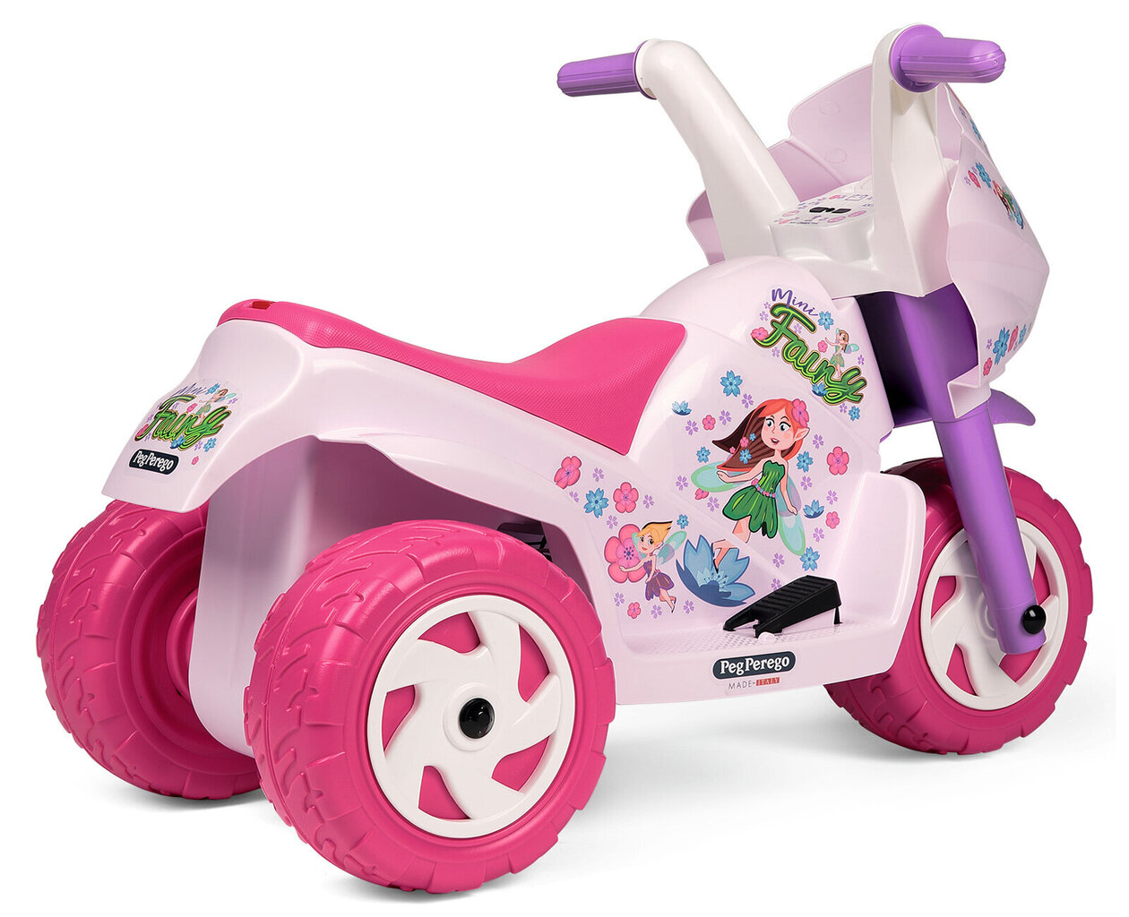 vaikiskaselektrinismotociklaspegperegominifairypigiaureference belsilt Vaikiškas elektrinis motociklas Peg Perego Mini Fairy 6V rožinis