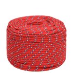 Raudona valties virvė 10mm 500m  patvari ir kokybiška