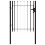 Juodi plieniniai varteliai su smailiais viršugaliais 1x12 m