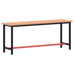 Darbastalis 200x55x81,5cm iš bukmedžio masyvo ir metalo