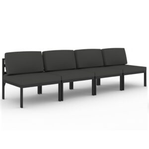 vidaXL Keturvietė sodo sofa su pagalvėlėmis, antracito, aliuminis, Antracito
