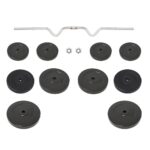 VidaXL lenkta štanga su svoriais 90kg  patvari ir universali