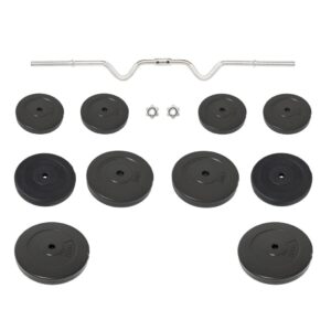 VidaXL lenkta štanga su svoriais 90kg  patvari ir universali