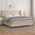 vidaXL kapučino lova su čiužiniu 200x200 cm dirbtinė oda