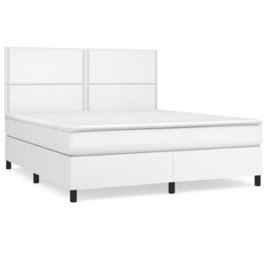 vidaXL lova su spyruoklėmis ir čiužiniu 180x200 cm balta