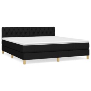vidaXL lova 160x200 cm su spyruoklėmis ir čiužiniu juoda