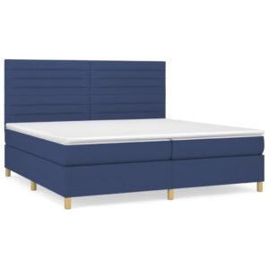 vidaXL mėlyna lova su spyruoklėmis ir čiužiniu 200x200 cm