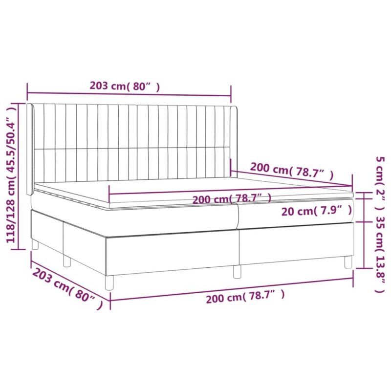 vidaXL mėlyna lova su spyruoklėmis ir čiužiniu 200x200 cm