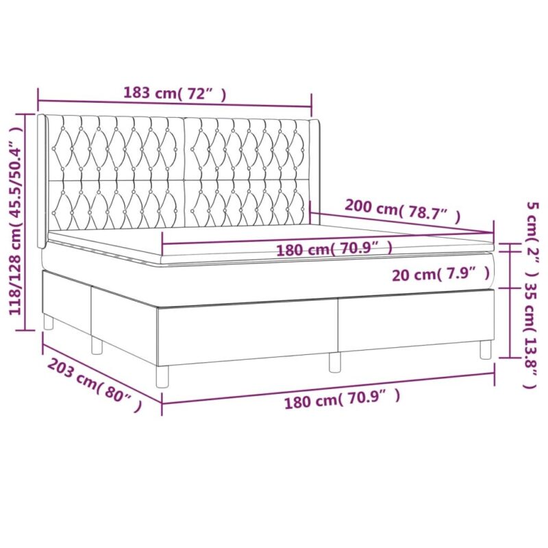 vidaXL lova su spyruoklėmis ir čiužiniu 180×200 cm audinys