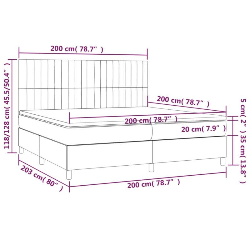 vidaXL lova su spyruoklėmis ir čiužiniu 200x200 cm aksomas