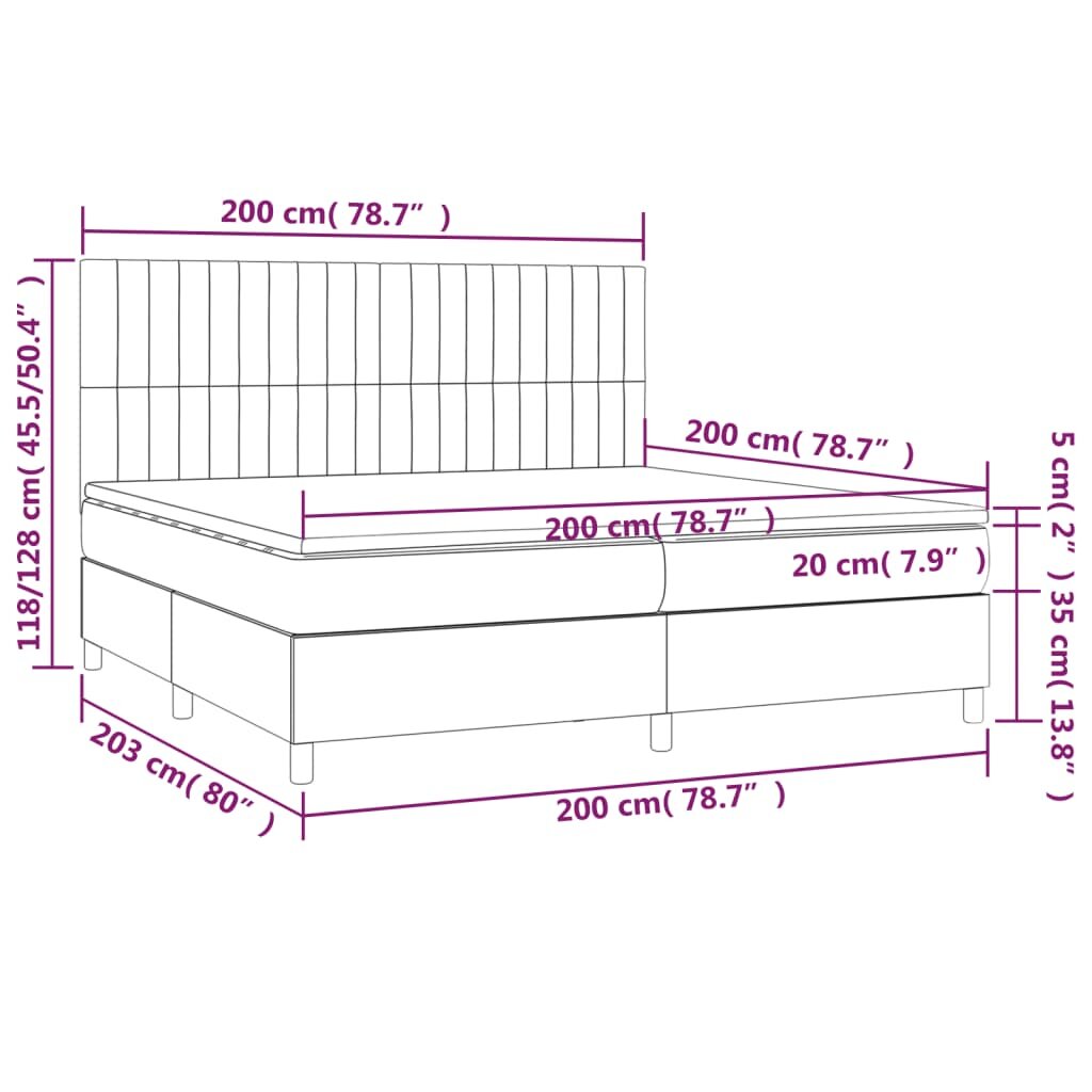 vidaxllovasuspyruoklemisirciuziniuzalia80b89pirktireference  belsilt vidaXL lova su spyruoklėmis ir čiužiniu 200x200 cm aksomas