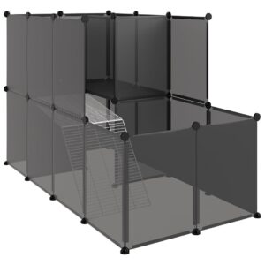 vidaXL Narvas mažiems gyvūnams, juodas, 142x74x93cm, PP ir plienas