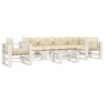 vidaXL 7 dalių poilsio komplektas iš pušies medienos su pagalvėmis