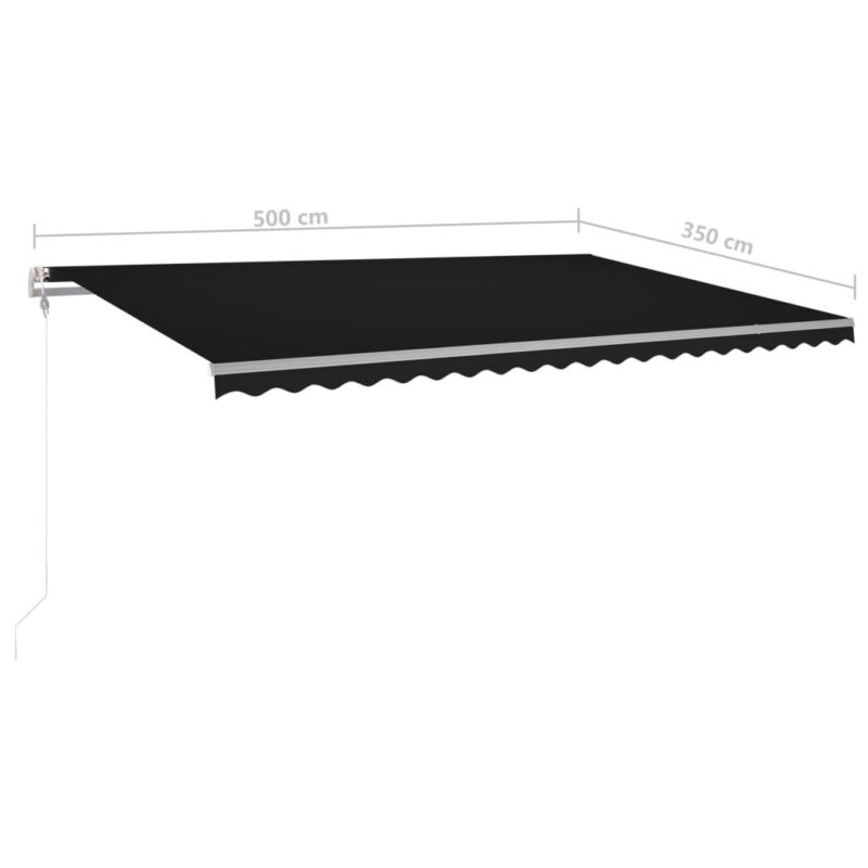 vidaXL Rankiniu būdu ištraukiama markizė su LED, antracito, 5x3,5m, Antracito - Image 9