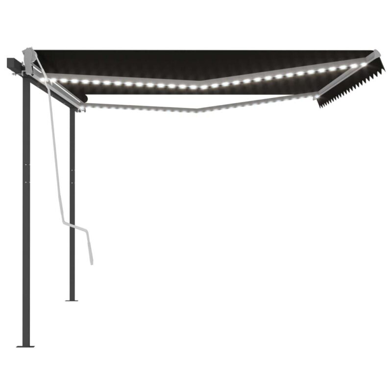vidaXL Rankiniu būdu ištraukiama markizė su LED, antracito, 5x3,5m, Antracito - Image 3