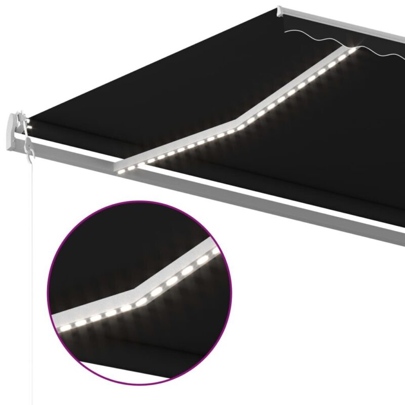 vidaXL Rankiniu būdu ištraukiama markizė su LED, antracito, 5x3,5m, Antracito - Image 5