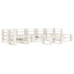 VidaXL sodo baldų komplektas iš palečių 8 dalių baltas mediena