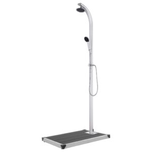 vidaXL sodo dušas 220cm, aliuminis, pilkas pagrindas