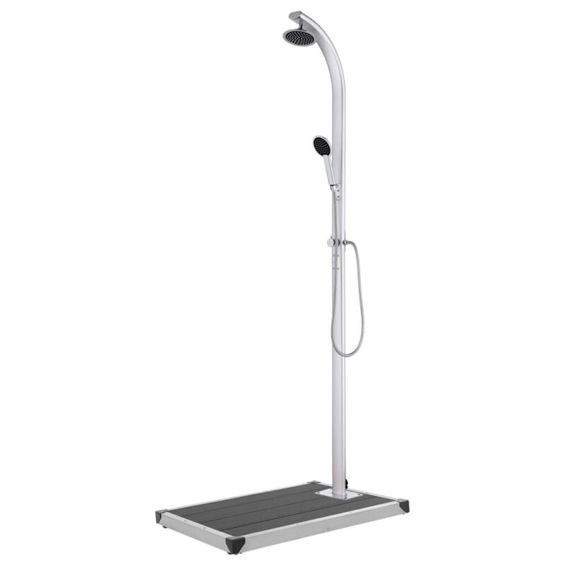 vidaXL sodo dušas 220cm, aliuminis, pilkas pagrindas