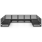 Sodo 9 dalių poilsio baldų komplektas juodas medžio masyvas