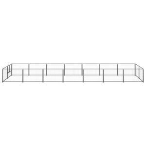 vidaXL Voljeras šunims, juodos spalvos, 14m², plienas, Juoda
