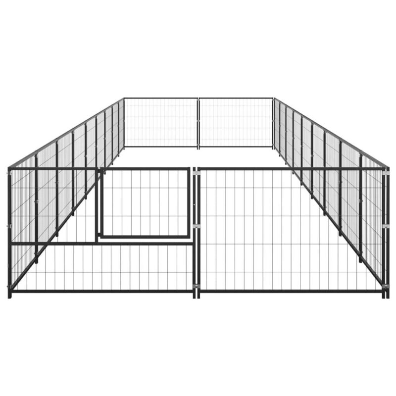 vidaXL Voljeras šunims, juodos spalvos, 18m², plienas, Juoda - Image 2