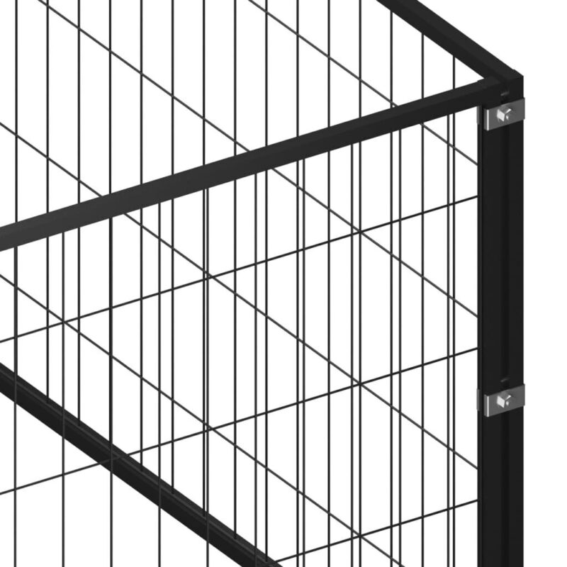 vidaXL Voljeras šunims, juodos spalvos, 18m², plienas, Juoda - Image 3
