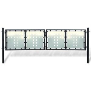 Viengubi juodi vartai 300×150 cm iš plieno su užraktu