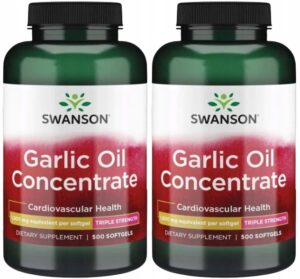 2 x Swanson Garlic Oil koncentruotas česnakų aliejus, 500 kapsulių