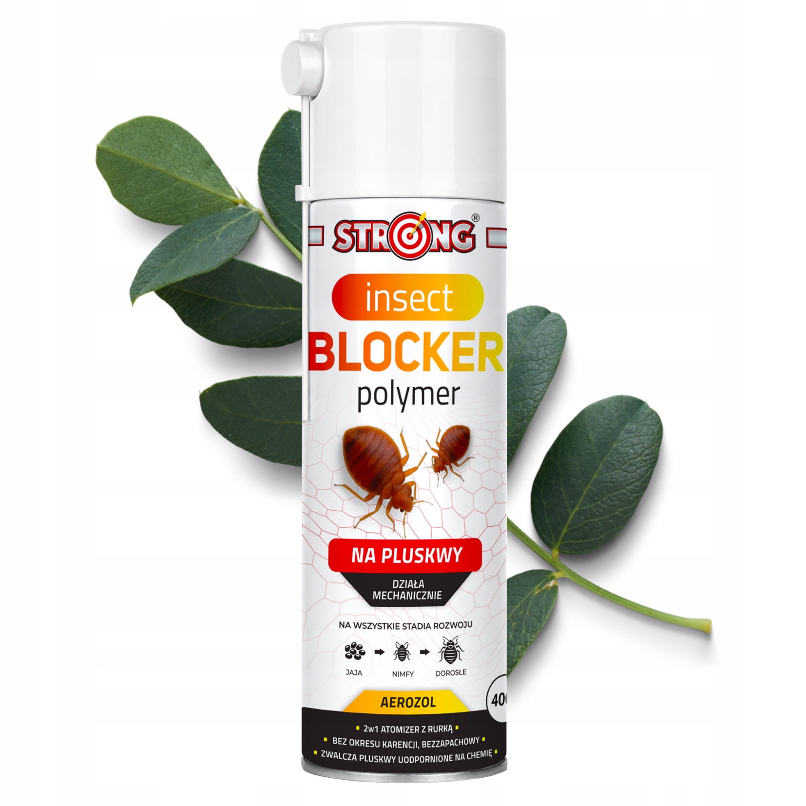 2XBEZPIECZNYSRODEKNAPLUSKWYAEROZOLINSECTBLOCKERPOLYMER400MLSTRONGKodproducenta3675 belsilt 2 vnt aerozolinė polimerinė priemonė nuo patalinių blakių STRONG Insect Blocker 400 ml