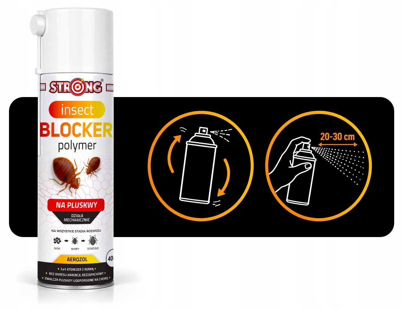 2XBEZPIECZNYSRODEKNAPLUSKWYAEROZOLINSECTBLOCKERPOLYMER400MLSTRONGZawierabaterienie belsilt 2 vnt aerozolinė polimerinė priemonė nuo patalinių blakių STRONG Insect Blocker 400 ml