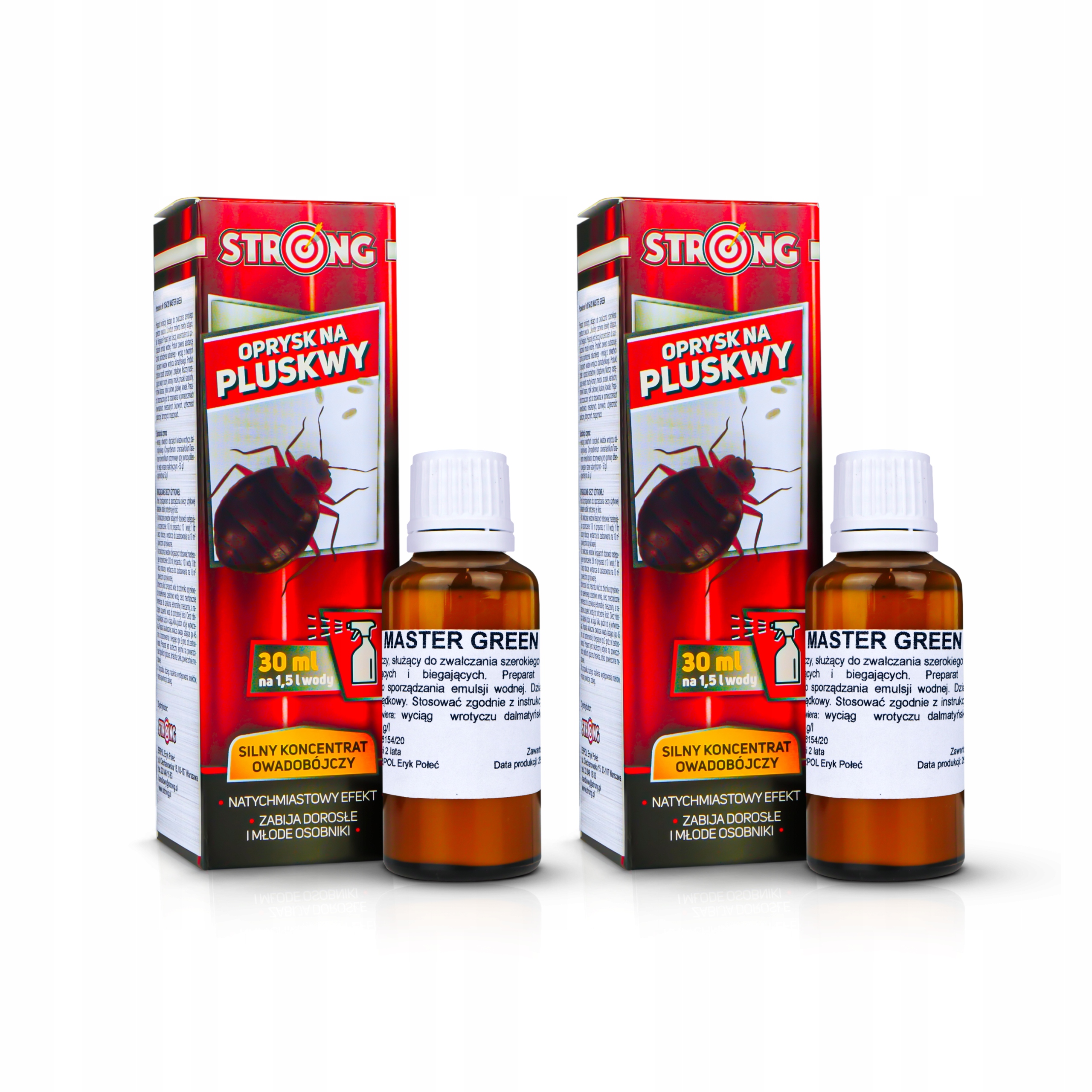 2XKONCENTRATOWADOBOJCZYNAPLUSKWYDOOPRYSKUPREPARATSTRONG30ML belsilt 2 vnt insekticidinis koncentratas purškimui nuo patalinių blakių STRONG 30 ml