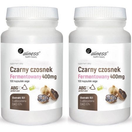 2xAlinessCZARNYCZOSNEKFermentowanyEKSTRAKT400mg100kapsODPORNOSC belsilt 2 x Aliness fermentuoto juodojo česnako ekstraktas 400 mg 100 kapsulių