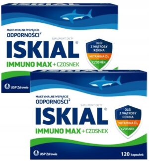 2 x Iskial Max su česnaku, ryklio kepenų aliejumi ir vitaminu D3, 120 kapsulių