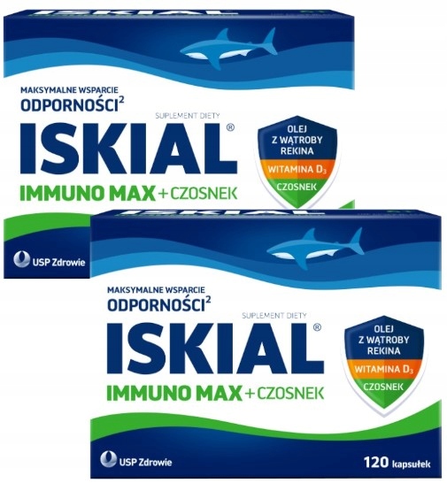 2xISKIALMAXczosnekolejzwatrobyrekinawitaminaD3120kapsulek belsilt 2 x Iskial Max su česnaku ryklio kepenų aliejumi ir vitaminu D3 120 kapsulių