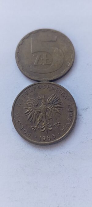 Lenkijos 5 zlotų moneta 1986 m.