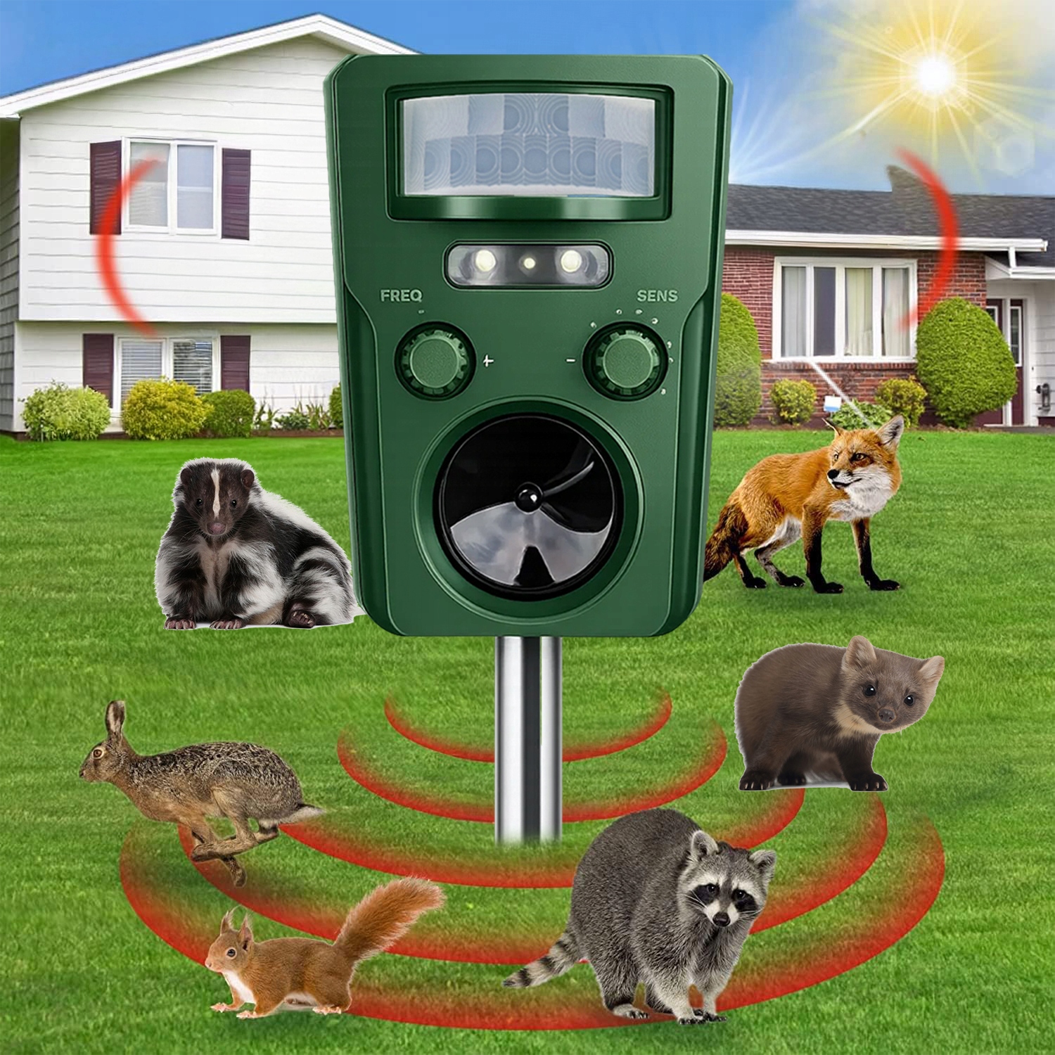 590d035a4f27bba92199f22baee6 belsilt Saulės energija veikiantis ultragarsinis kačių šunų ir šernų atbaidytuvas su LED šviesa