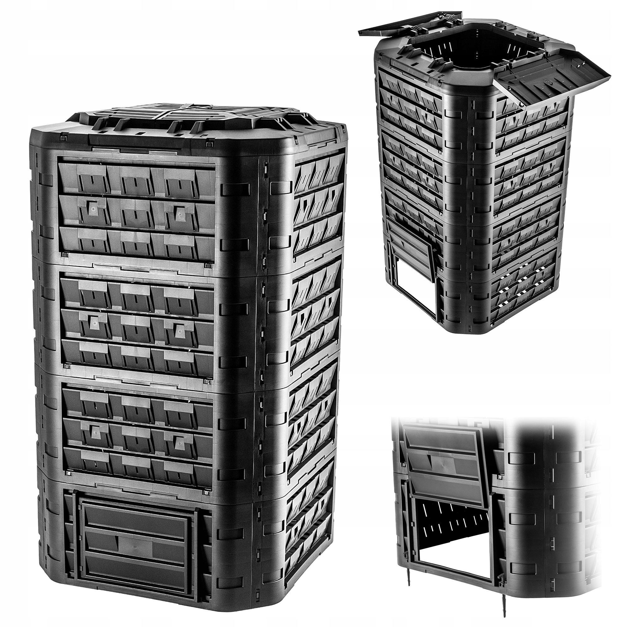 79b213dc4ec7ae4bb92214a586f7 belsilt Komposto dėžė sodui 1250 l modulinė atspari šalčiui juoda