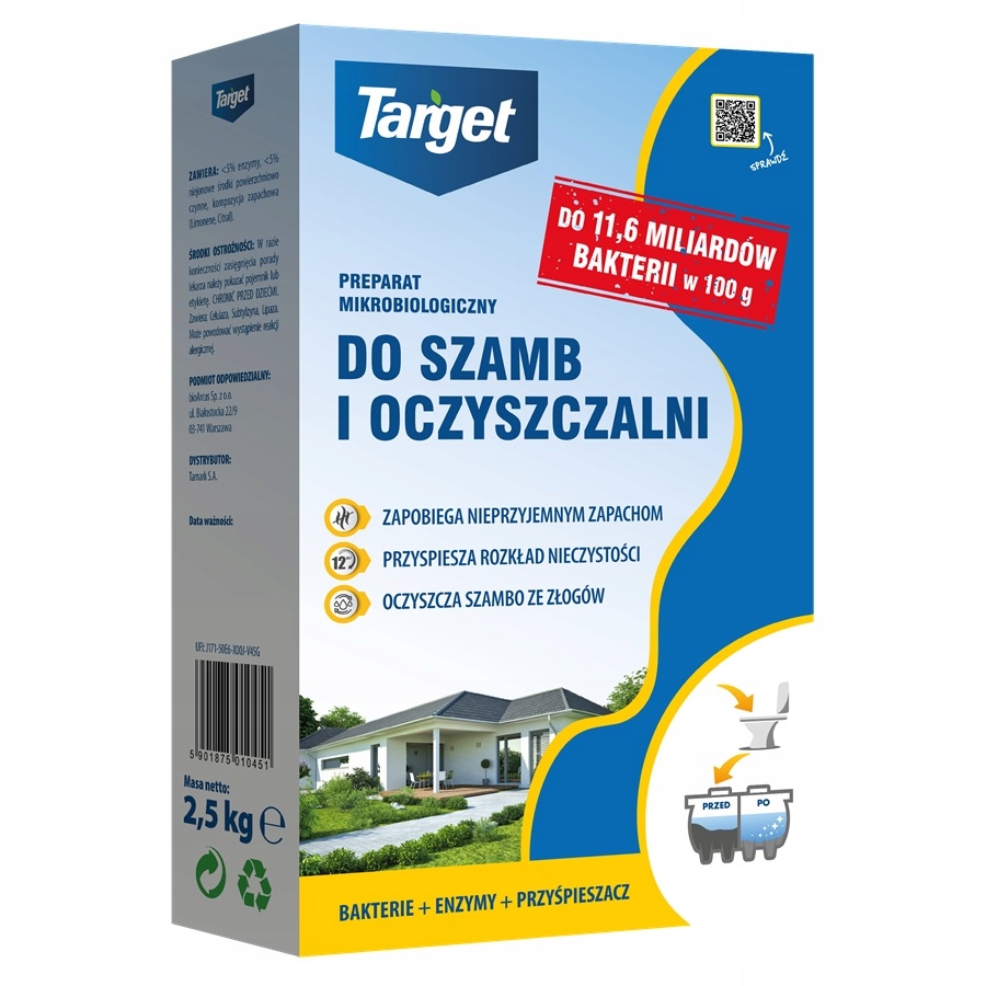 BAKTERIEDOSZAMBAPREPARATDOOCZYSZCZALNIPRZYDOMOWYCH25KGTARGETStanopakowaniaoryginalne belsilt Bakterijos nuotekų valymui Target septikui ir nuotekų valymo įrenginiams preparatas organinėms atliekoms skaidyti 25 kg