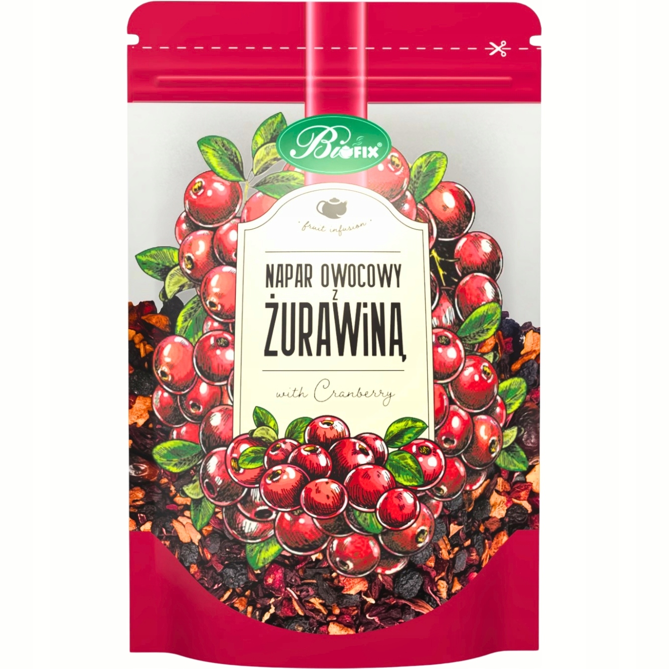 BiFixNAPAROWOCOWYHerbatkaowocowazsuszu2x100gZURAWINAStanopakowaniaoryginalne belsilt Džiovintos spanguolės smulkinta forma 100 g BiFix