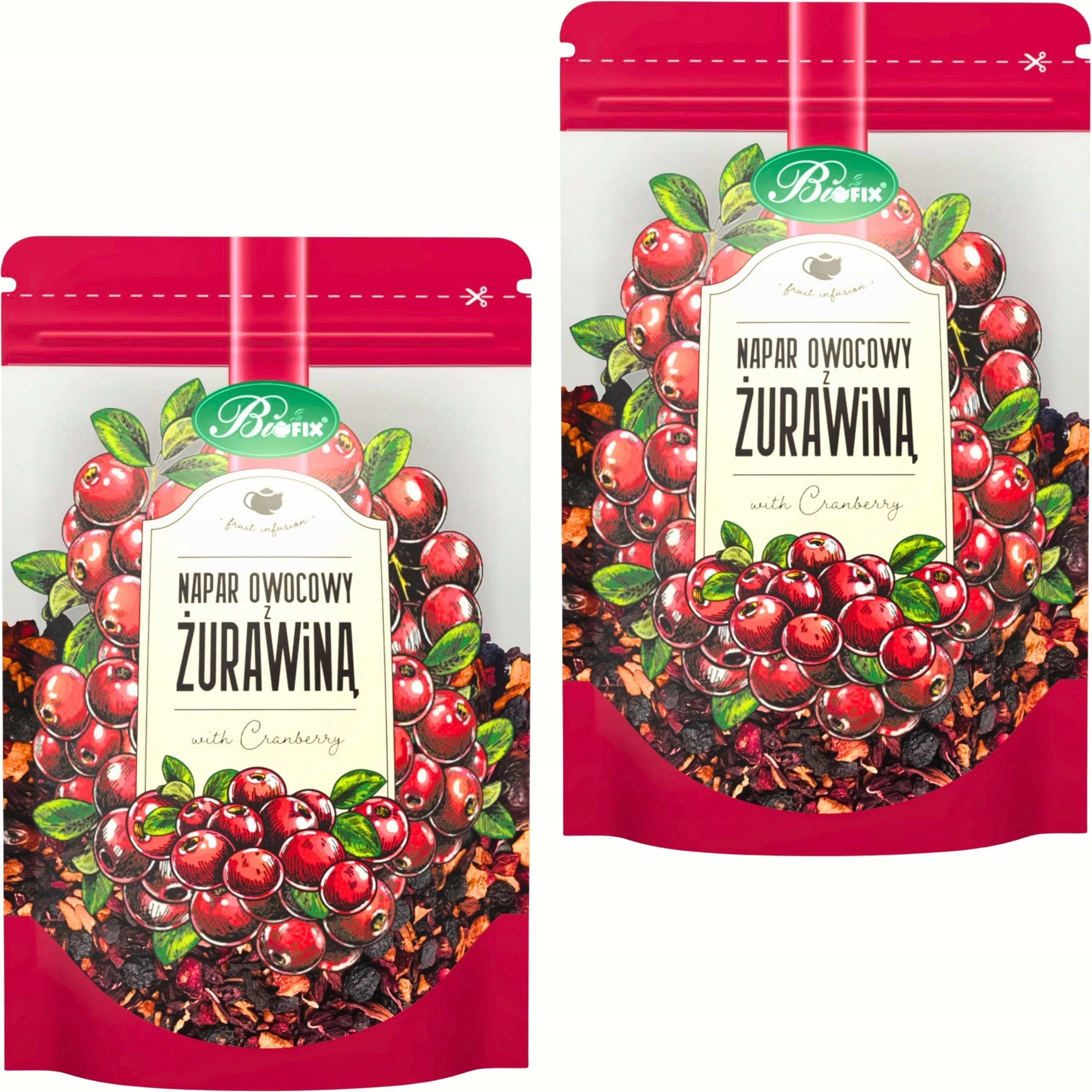 BiFixNAPAROWOCOWYHerbatkaowocowazsuszu2x100gZURAWINA belsilt Džiovintos spanguolės smulkinta forma 100 g BiFix