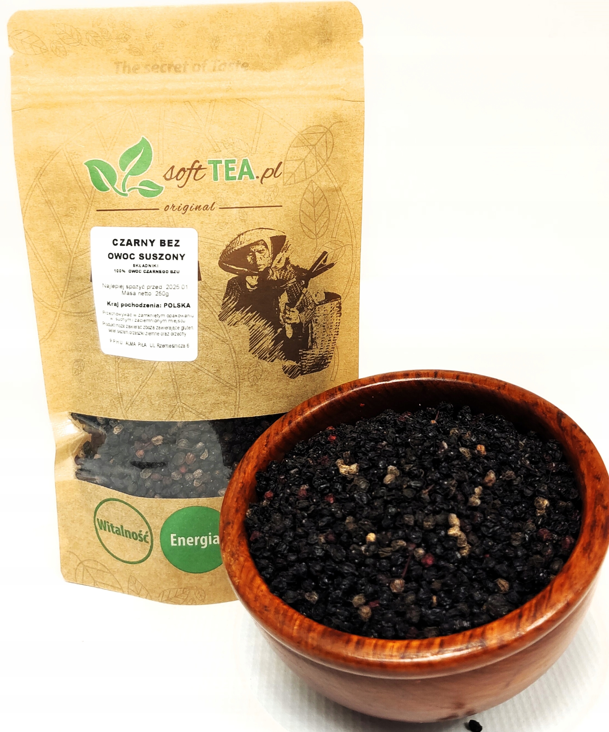 CZARNYBEZOWOCSUSZONYBEZDODATKUCUKRU100G belsilt Džiovintos juodojo šeivamedžio uogos be pridėtinio cukraus 100 g aromatingiems gėrimams