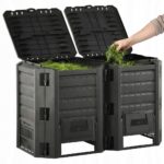 Komposto dėžė sodui 800 l plastikinė modulinė dviejų kamerų su ventiliacija juoda Prosperplast Compogreen